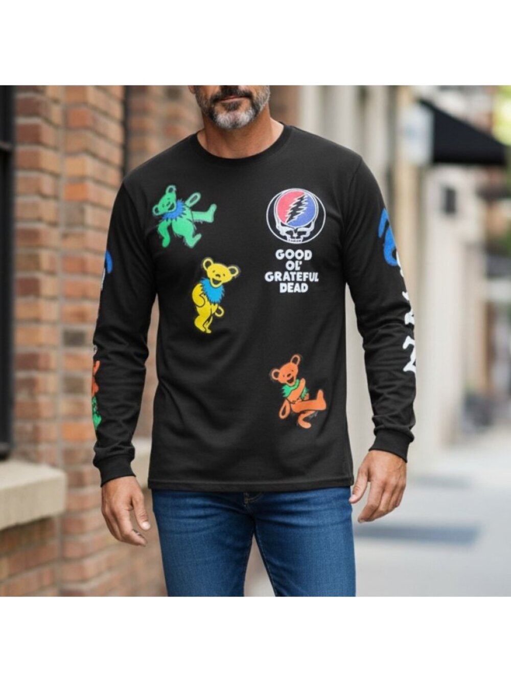 Grateful Dead Shirt Mens 2XL Black Dancing Bears Long Sleeve Band Tee 2021
